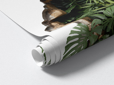 3D wandsticker gat in de muur 92x100 Tropische natuur