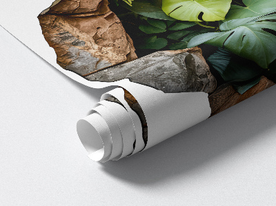 3D wandsticker gat in de muur 100x100 Tropische oase