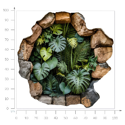 3D wandsticker gat in de muur 100x100 Tropische oase