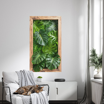 Muursticker 3d uitzicht 57x100 Monstera-bladeren