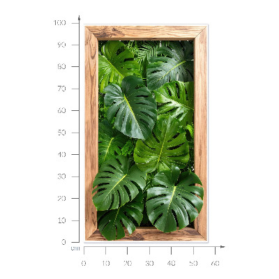 Muursticker 3d uitzicht 57x100 Monstera-bladeren