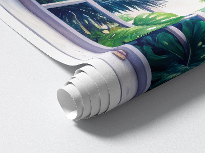 Muursticker 3d uitzicht 66x100 Tropisch uitzicht