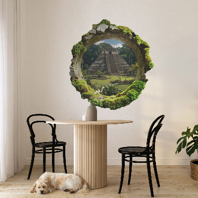 3D wandsticker gat in de muur 93x100 Tropisch landschap