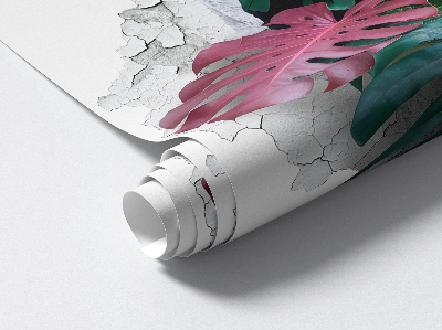 3D wandsticker gat in de muur 100x91 Tropische compositie