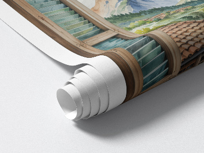 Muursticker 3d uitzicht 100x92 Berglandschap