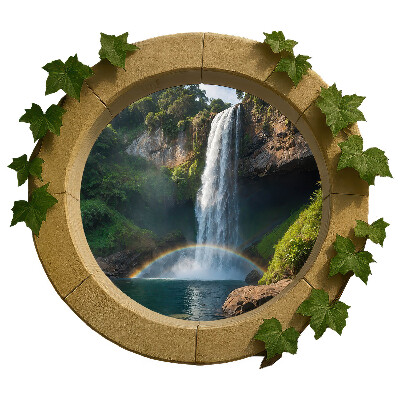 Muursticker 3d uitzicht 100x87 Natuurlijke oase