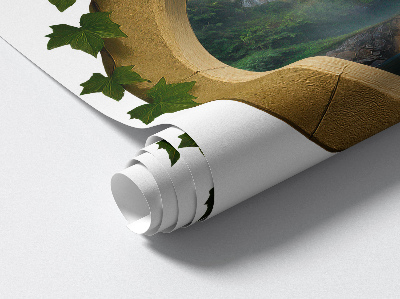 Muursticker 3d uitzicht 100x87 Natuurlijke oase