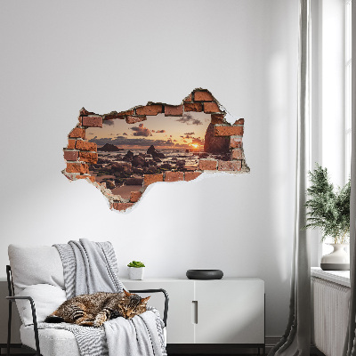 3D wandsticker gat in de muur 100x67 Kust der Dromen