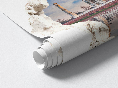 3D wandsticker gat in de muur 100x95 Een exotisch monument