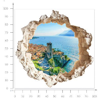 3D wandsticker gat in de muur 100x98 Cliff Castle