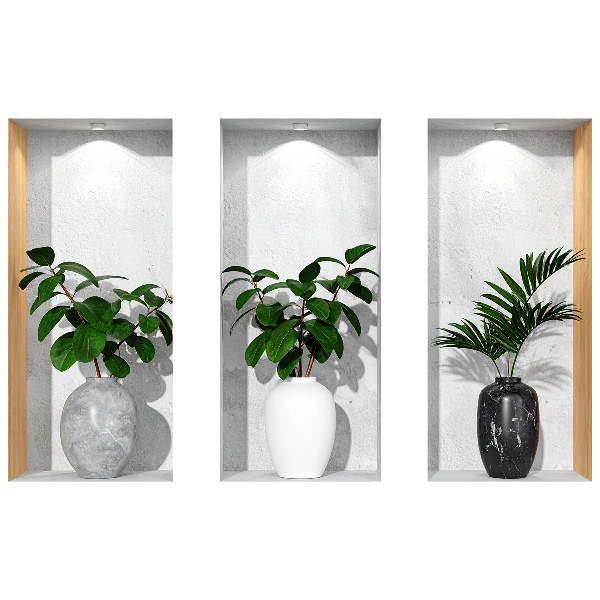 3D effect muursticker 100x62 Plantenniches