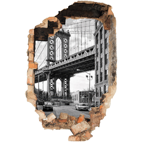3D wandsticker gat in de muur 86x130 Stadslandschap