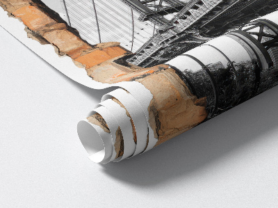 3D wandsticker gat in de muur 86x130 Stadslandschap