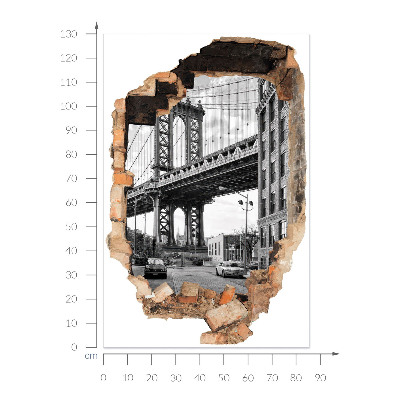 3D wandsticker gat in de muur 86x130 Stadslandschap