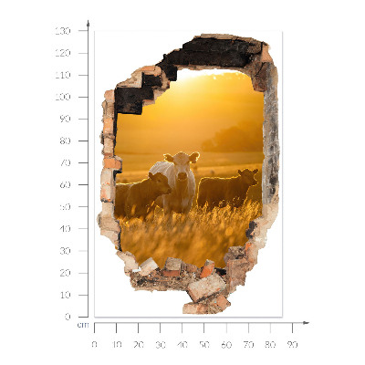 3D wandsticker gat in de muur 86x130 Landelijk landschap
