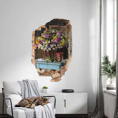 3D wandsticker gat in de muur 86x130 Rustieke charme