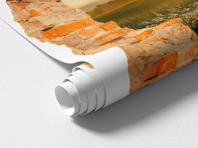 3D wandsticker gat in de muur 111x130 Zonnige weide