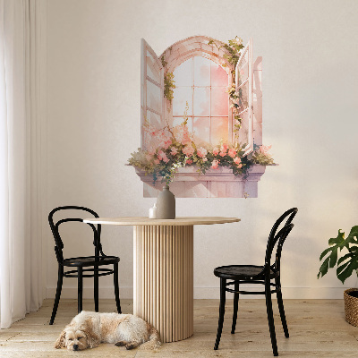 Muursticker 3d uitzicht 122x130 Romantisch raam