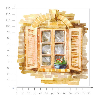 Muursticker 3d uitzicht 121x130 Idyllisch venster
