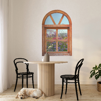 Muursticker 3d uitzicht 85x130 Bloemenraam