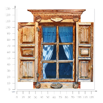 Muursticker 3d uitzicht 125x130 Rustiek raam