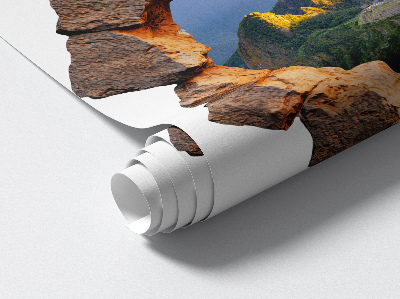 3D wandsticker gat in de muur 130x129 Rotsvenster