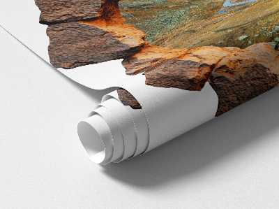 3D wandsticker gat in de muur 130x129 Bergwandeling