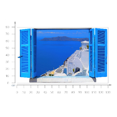 Muursticker 3d uitzicht 130x79 Mediterraan landschap