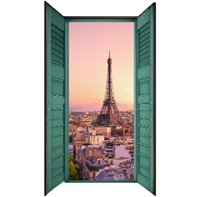 Muursticker 3d uitzicht 77x130 Stadsvenster