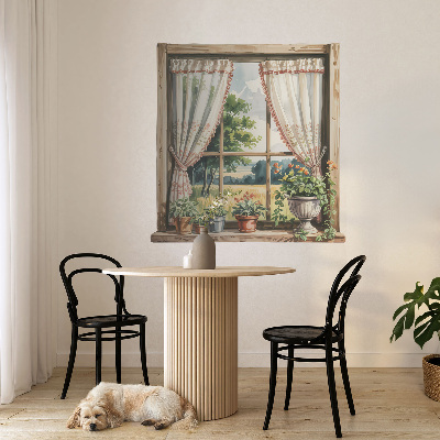 Muursticker 3d uitzicht 126x130 Idyllisch venster