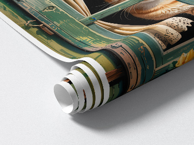 Muursticker 3d uitzicht 97x130 Katje in het raam