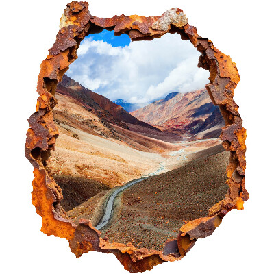 3D wandsticker gat in de muur 108x130 Berglandschap