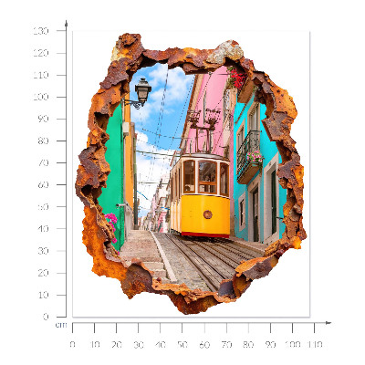 3D wandsticker gat in de muur 108x130 Nostalgisch landschap