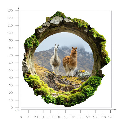 3D wandsticker gat in de muur 121x130 Berg-oase