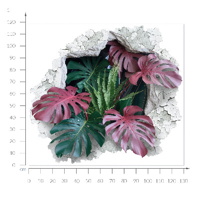 3D wandsticker gat in de muur 130x118 Tropische compositie