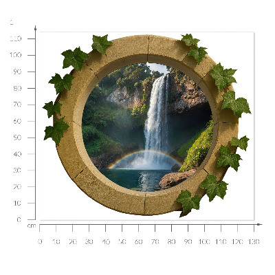 Muursticker 3d uitzicht 130x113 Natuurlijke oase