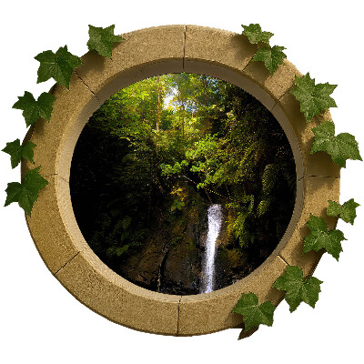 Muursticker 3d uitzicht 130x113 Groen landschap