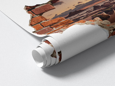 3D wandsticker gat in de muur 130x87 Kust der Dromen