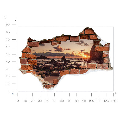 3D wandsticker gat in de muur 130x87 Kust der Dromen