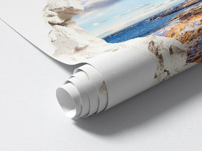 3D wandsticker gat in de muur 130x123 Winterlandschap