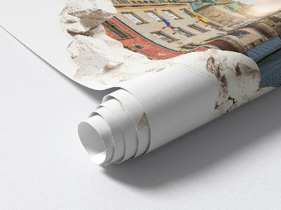 3D wandsticker gat in de muur 130x123 Stadsmarkt