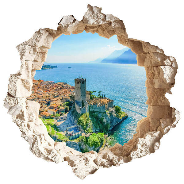 3D wandsticker gat in de muur 130x128 Cliff Castle