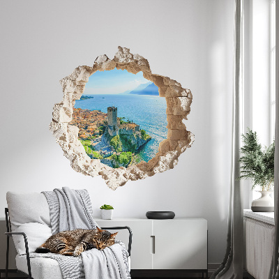 3D wandsticker gat in de muur 130x128 Cliff Castle