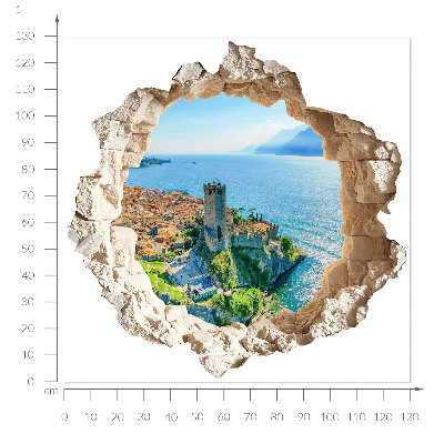 3D wandsticker gat in de muur 130x128 Cliff Castle