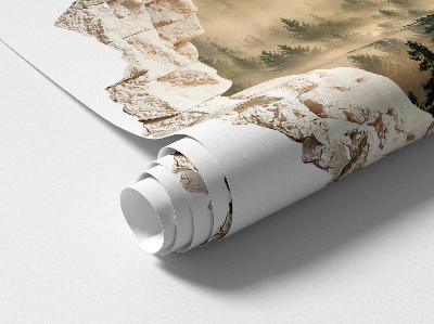 3D wandsticker gat in de muur 130x126 Mystiek bos