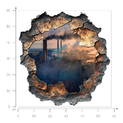 Wandsticker 3D doorkijk 58x60 Industrielandschap