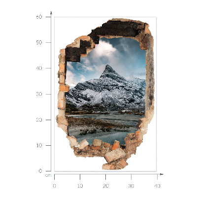 Wandsticker 3D doorkijk 40x60 Bergpanorama