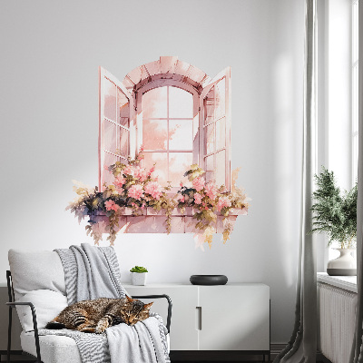 3D muursticker raam 57x60 Rustiek raam