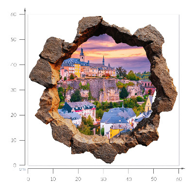 Wandsticker 3D doorkijk 60x60 Stenen raam