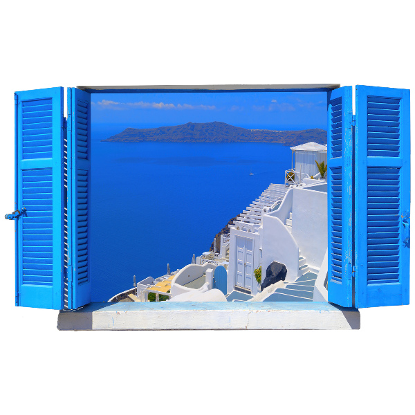 3D muursticker raam 60x36 Mediterraan landschap